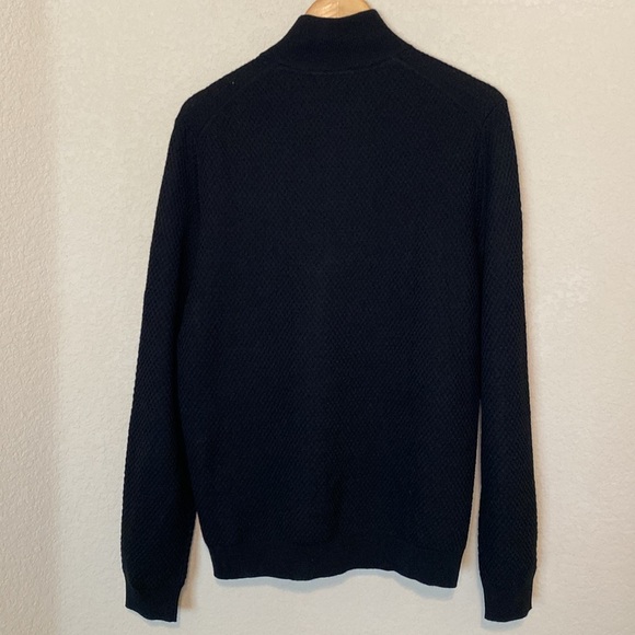 Ted Baker Quarter Zip Wool Blend Pullover Black Long Sleeve Men's Sweater 4(L) - Picture 3 of 14